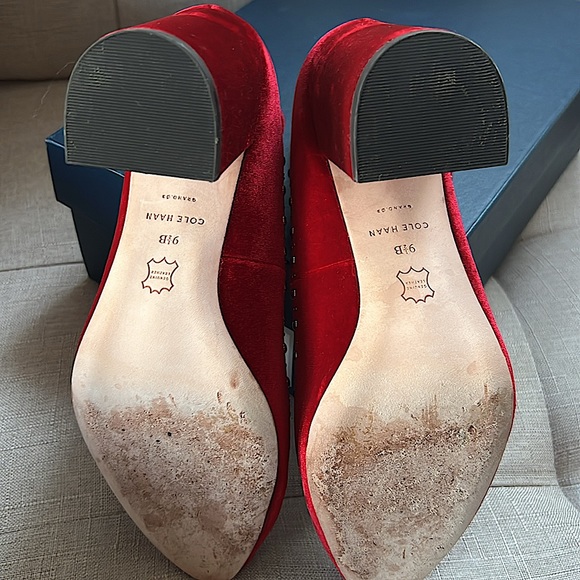 Cole Haan Red Velvet Heels - Size 9 - Picture 6 of 8